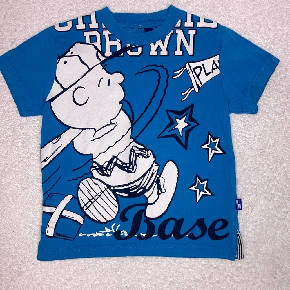Charlie Brown baseball peanuts snoopy Woodstock short sleeve tee size 4
